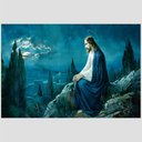 Ver imagem 2 de Quadro Cristo Na Montanha Tela No Chassi 45X30Cm