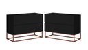 Ver imagem 1 de Kit 2 Mesas De Cabeceira Eros 60 cm Estilo Europeu Pés De Metal Cobre:Preto