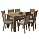 Ver imagem 2 de Conjunto Sala de Jantar Madesa Medelin Mesa Tampo de Madeira com 6 Cadeiras - Rustic/crema/bege