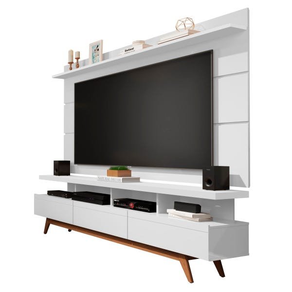 Rack com Painel Germai Vivare Wood Branco TV 72 Polegadas - Branco