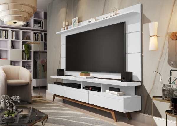 Rack com Painel Germai Vivare Wood Branco TV 72 Polegadas - Branco - 2