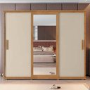Ver imagem 3 de Guarda Roupa Casal Portas de Correr 271cm com Espelho Espanha RV Móveis Cinamomo/Off White