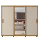 Ver imagem 1 de Guarda Roupa Casal Portas de Correr 271cm com Espelho Espanha RV Móveis Cinamomo/Off White