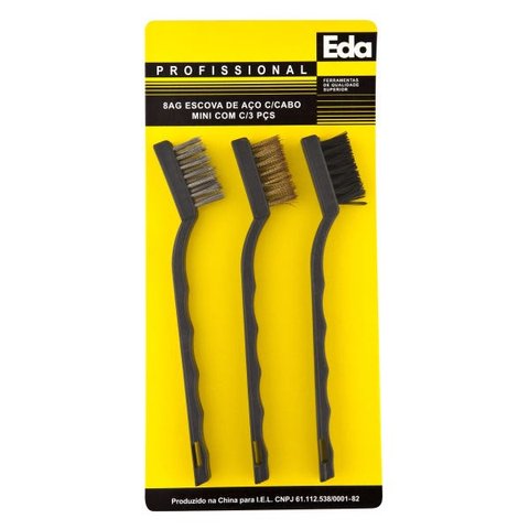 Jogo Escova Aco Mini com 3 Pecas 8ag