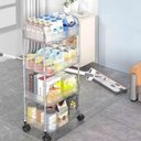 Ver imagem 3 de Carrinho de Canto Organizador Auxiliar 4 Prateleiras Multiuso Maquiagem Banheiro Fruteira Barzinho C