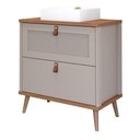 Ver imagem 1 de Armário de Banheiro 60cm Mdf Cappuccino Porta Gaveta C/ Cuba