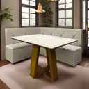 Ver imagem 2 de Kit Canto Alemão 4 Lugares com Baú Veludo Bege 1,25x1,60m Sofa Store