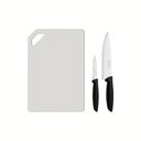Ver imagem 1 de Kit para Carnes e Legumes Plenus Lâminas Inox Cabos Preto e Tábua 3 Peças - Tramontina 23498014
