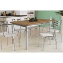 Ver imagem 1 de Conjunto: Mesa Sala Jantar Reno C/ Tampo Madeira 160cm e 6 Cadeiras Portugal Cromada/branco 106 -