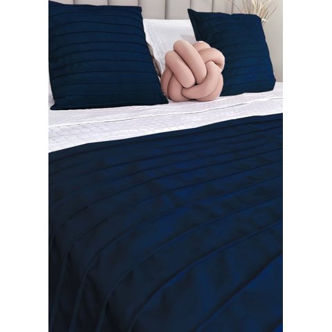 Peseira Drapeada Line Dupla Face em Veludo Cama Solteiro Cor:Azul Marinho
