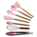 Ver imagem 3 de Conjunto de Utensilios Silicone 8 Pecas Fouet Concha Pincel Pegador Rosa