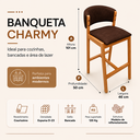 Ver imagem 2 de Kit 02 Banquetas Alta com Encosto Madeira Charmy Courissimo:Courissimo/Whisky