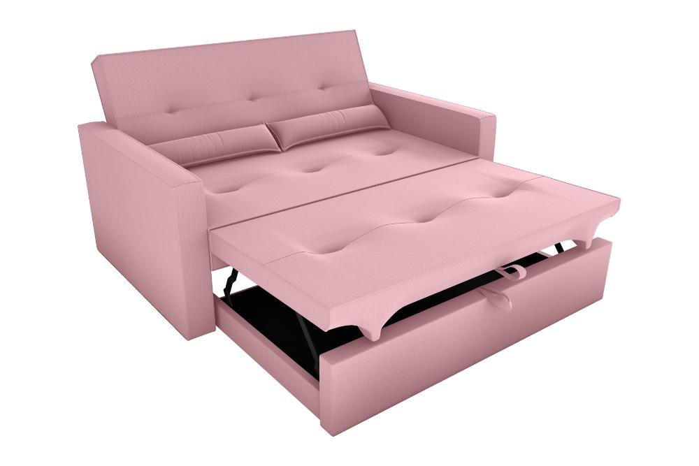 Sofá Cama 2 Lugares 140cm Anne Veludo Turkey Rosa Matrix - 3