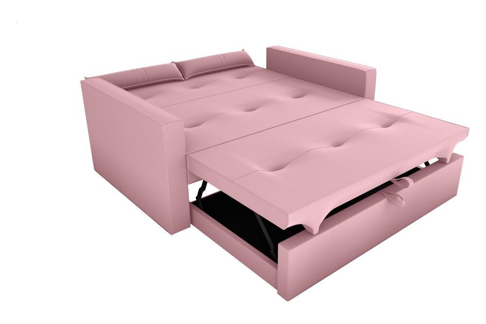 Sofá Cama 2 Lugares 140cm Anne Veludo Turkey Rosa Matrix - 6