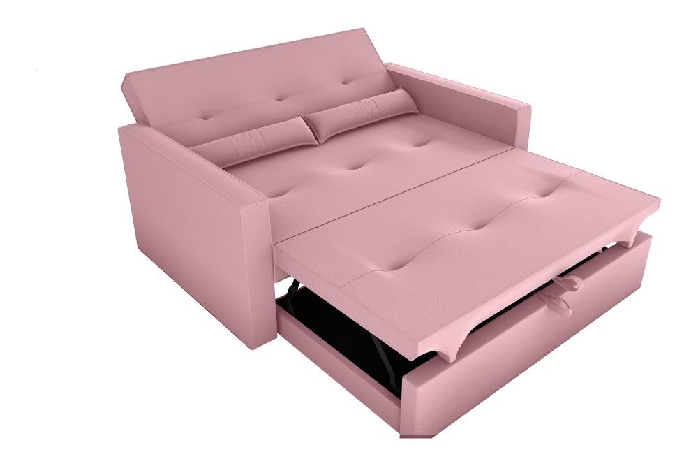 Sofá Cama 2 Lugares 140cm Anne Veludo Turkey Rosa Matrix - 4