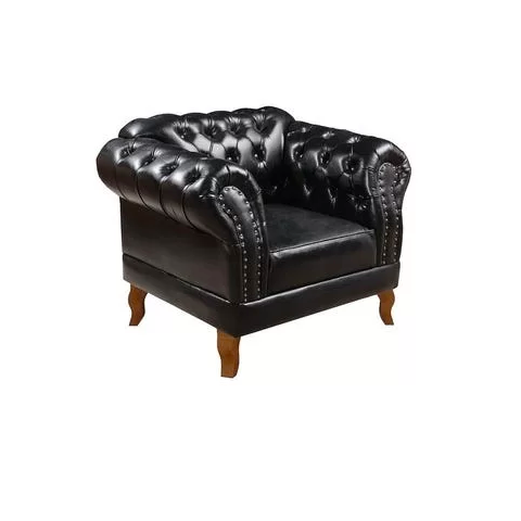 Kit 2 Poltronas Chesterfield Duque Capitonê Courino Preto