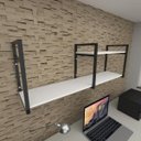 Ver imagem 1 de Prateleira industrial para escritório aço cor preto mdf 30cm modelo ind07