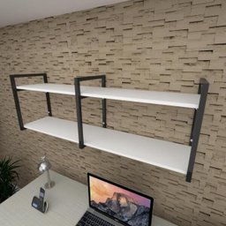 Prateleira Industrial para Escritório - Aço Preto - MDF 30cm - Modelo Ind04 - 1