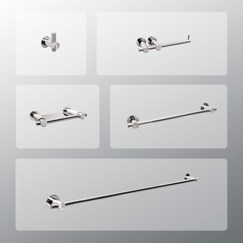 Kit Acessórios para Banheiros 5 Peças Inox - Kromus KITRD5