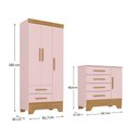 Ver imagem 4 de Quarto Infantil Completo Soninho 4 Portas 6 Gavetas Rosa/cinamomo - Panorama Móveis