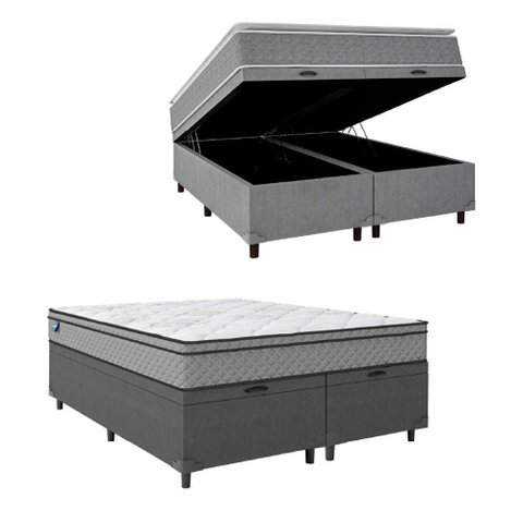 Cama Box Baú Casal Queen Colchão 158x198x65cm