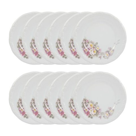 Jogo 12 Pratos Rasos Eterna 26 Cm Porcelana Schmidt