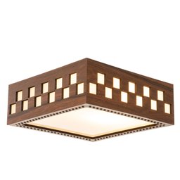 Luminária Decorativa Madeira Plafon Enseada Quad 40cm:Pau Ferro - 4