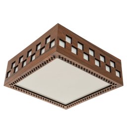 Luminária Decorativa Madeira Plafon Enseada Quad 40cm:Pau Ferro - 7