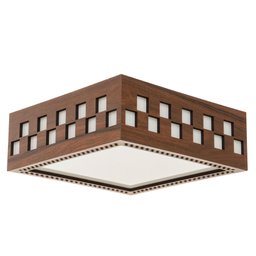 Luminária Decorativa Madeira Plafon Enseada Quad 40cm:Pau Ferro - 5