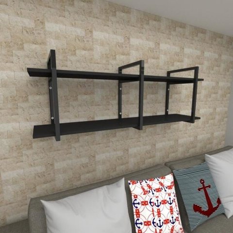 Prateleira industrial para Sala aço cor preto prateleiras 30cm modelo ind05