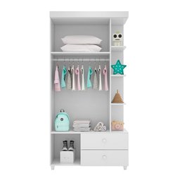 Guarda Roupa Infantil Carinhoso 2 Portas e 2 Gavetas Branco - PR Baby - 3