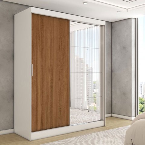 Guarda-roupa Solteiro Vulcan 2 Portas 4 Gavetas com Espelho 100% Mdf - Panorama Móveis