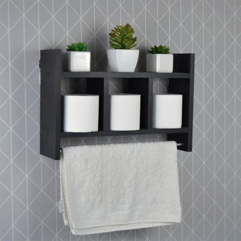 Nicho Toalheiro Preto 45 x 30cm para Banheiro
