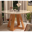 Ver imagem 3 de Mesa de Jantar Redonda com Tampo de Vidro para Sala de Estar e Cozinha:off White