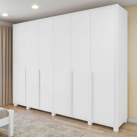 Guarda Roupa 6 Portas 6 Gavetas 100% Mdf Easy Space com Pés Branco Lopas
