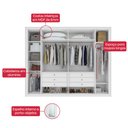 Ver imagem 2 de Guarda Roupa 6 Portas 6 Gavetas 100% Mdf Easy Space com Pés Branco Lopas