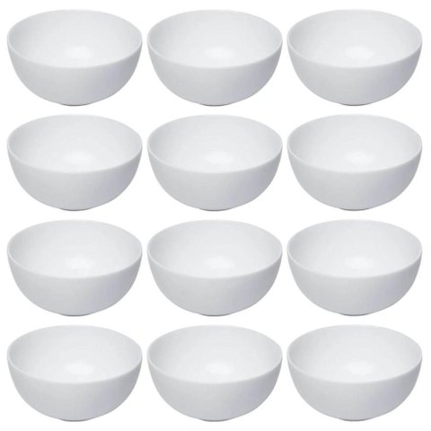 Jogo 12 Bowls Vidro Opalino Branco 13x6cm Tigela Cumbuca Essenza Profissional Sopa Caldo Sobremesa