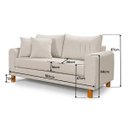 Ver imagem 5 de Sofa Living 185cm Tecido Boucle Almofadas Soltas Pes em Madeira: Off White