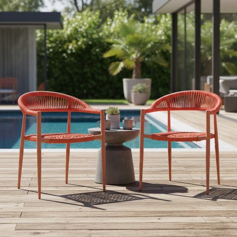 Kit 2 Cadeiras Trançadas Área Externa Piscina Gourmet Trancoso Rivatti