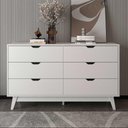 Ver imagem 1 de Cômoda para Quarto 136cm X 39cm com 6 Gavetas e Pés Retrô Cor:branco