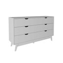 Ver imagem 2 de Cômoda para Quarto 136cm X 39cm com 6 Gavetas e Pés Retrô Cor:branco