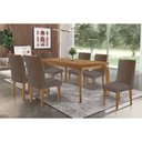 Ver imagem 1 de Conjunto: Mesa Sala Jantar Londrina C/ Tampo Madeirado Canto Curvo 180x90cm e 6 Cadeiras Dakota