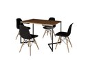 Ver imagem 2 de Mesa Industrial Base Ferro Preto em V Tampo 137x90 Amêndoa 4 Cadeiras Eames Madeira Assento Preto
