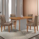 Ver imagem 1 de Mesa de Jantar Diane 120cm Tampo Mdf Laminado com 4 Cadeiras Isadora Moderna Mobília
