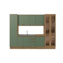 Ver imagem 2 de Cozinha Modulada Celeste Kappesberg 100% Mdf Nogueira/verde Oliva 300cm