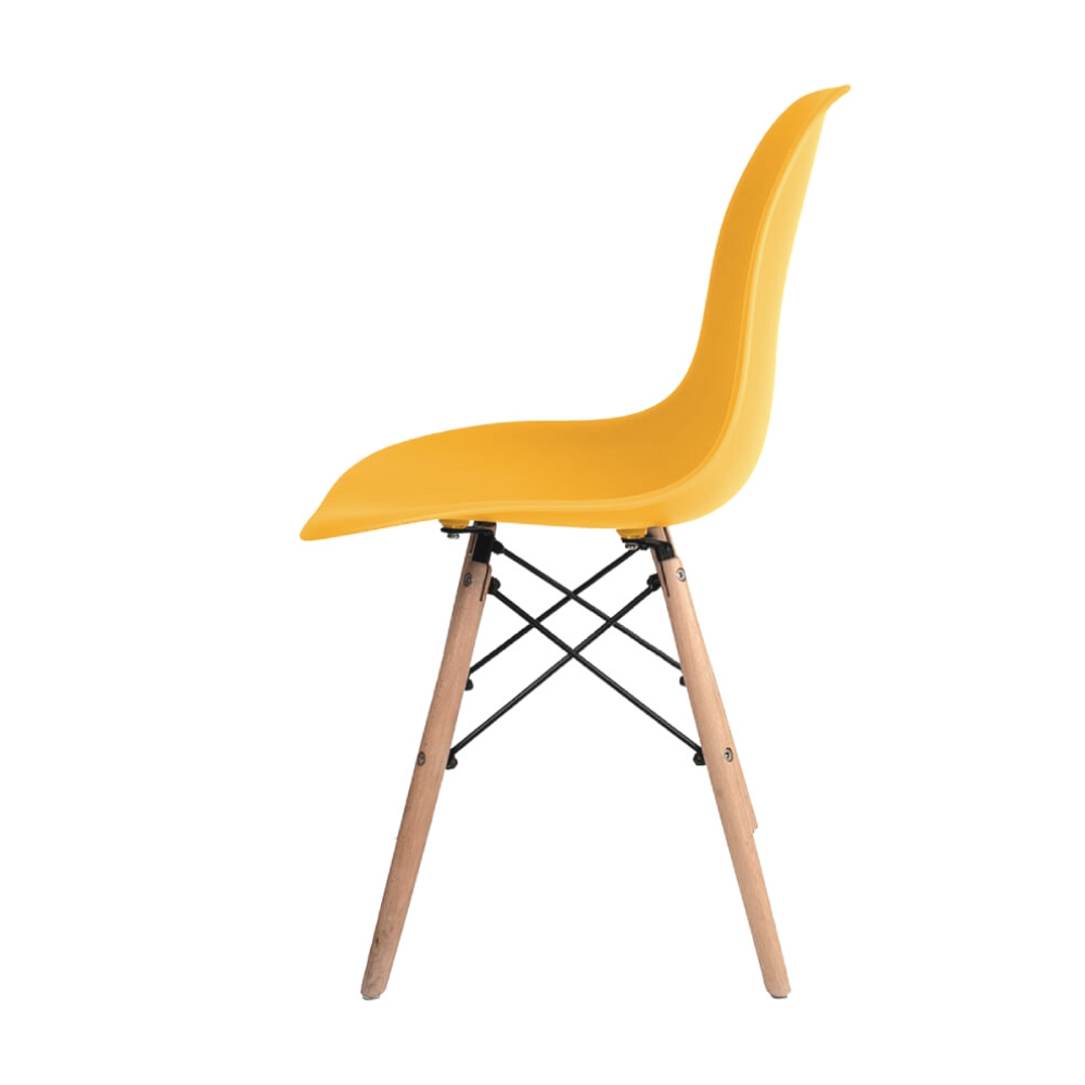 Cadeira Quarto Escritório Sala Charles Design Eames Eiffel Wood - Amarela - 3