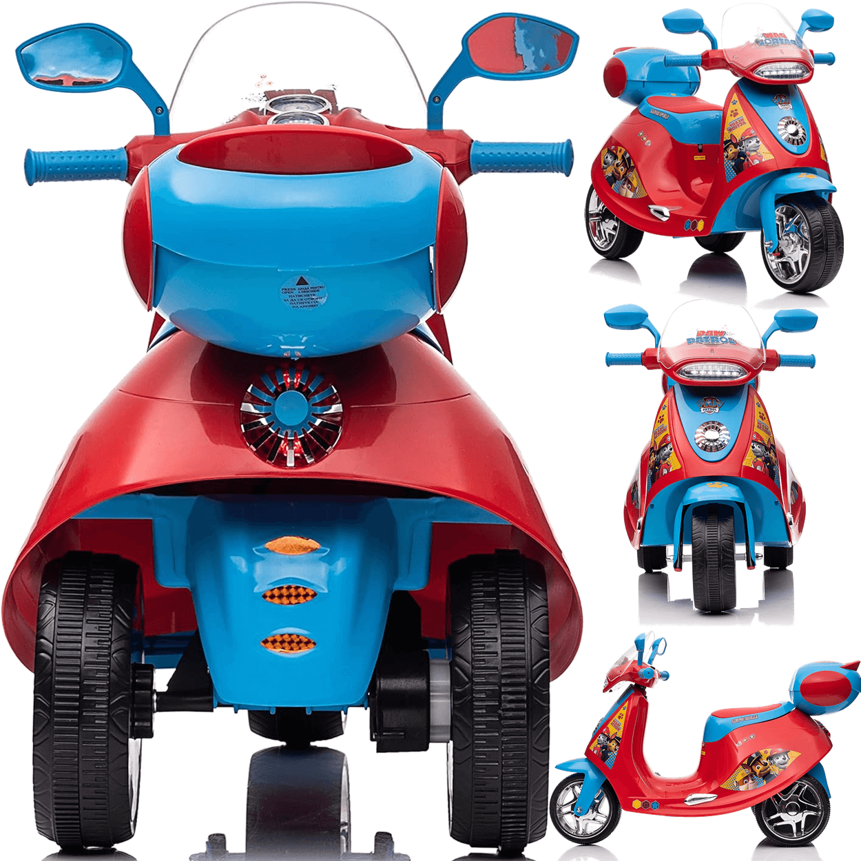 Motoneta triciclo infantil de pedal em plástico duro azul e preto