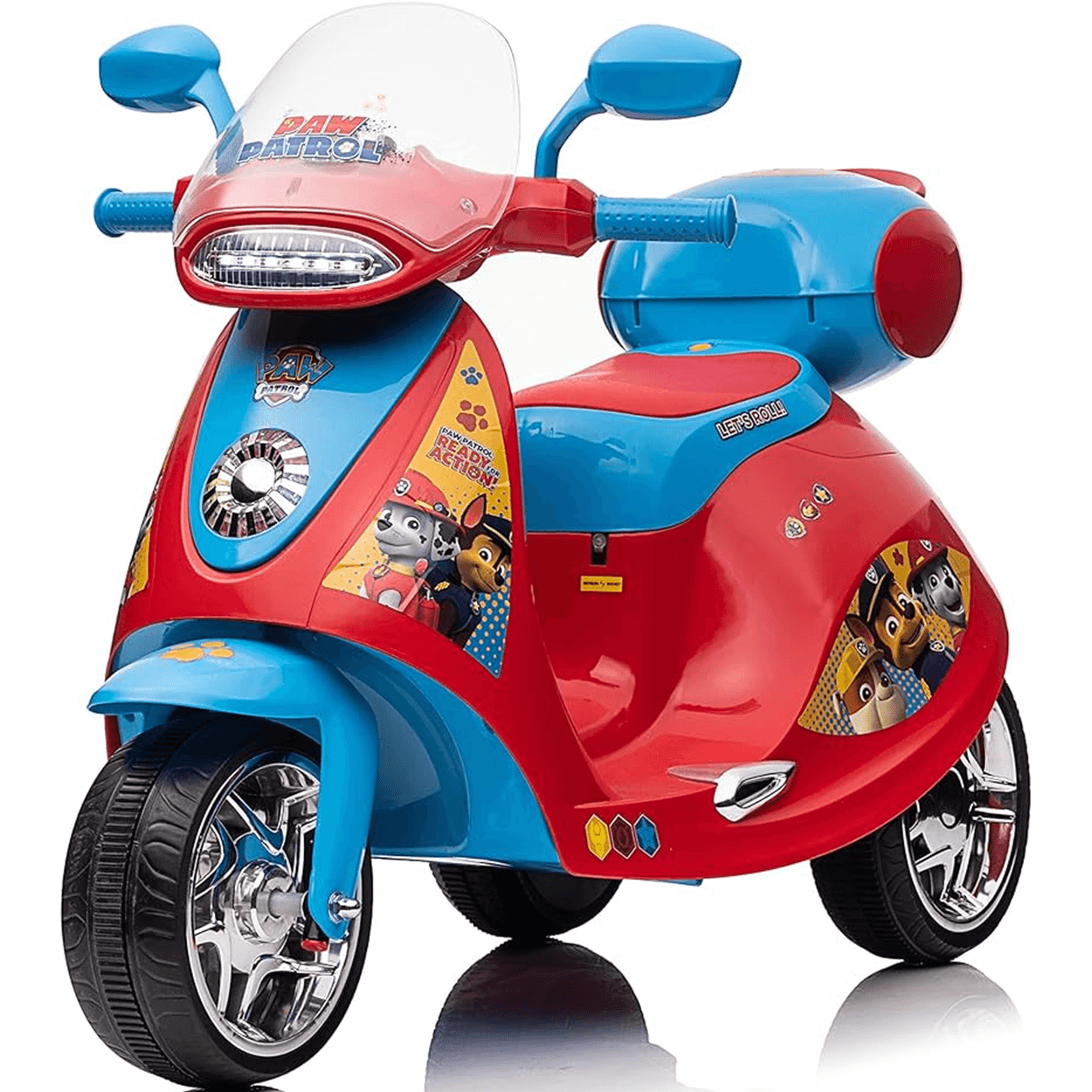 Moto Eletrica BangToys Patrulha Canina Scooter Vermelho Azul 6V