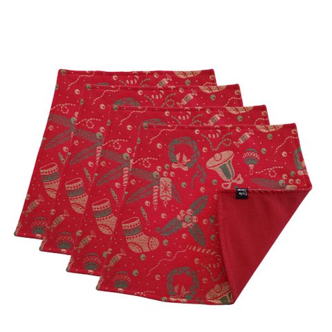 Jogo Americano Luxo Enfeites Natalino Dupla face 4 UN