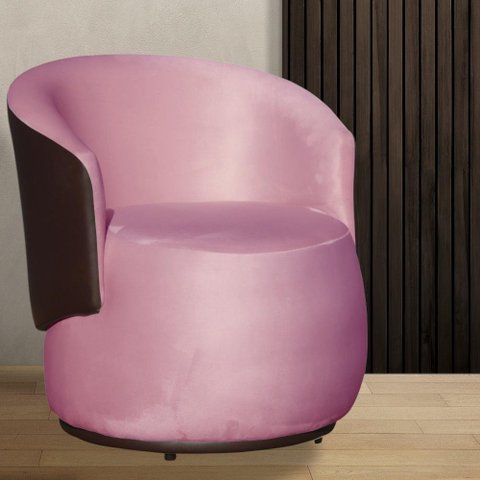 Poltrona Organica Beatriz Veludo Rosa Chiclete C/ Composê Corano Marrom - Lm Decor